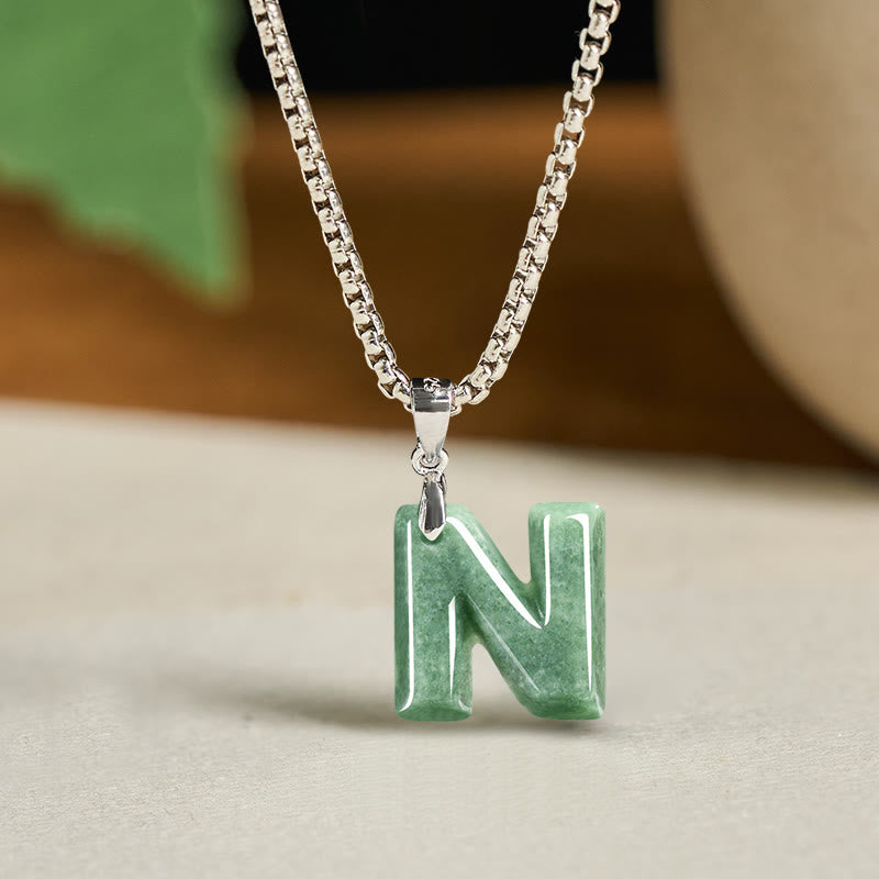 Collana con ciondolo della prosperità in acciaio al titanio con lettera AZ naturale Buddha Stones - N - image 22