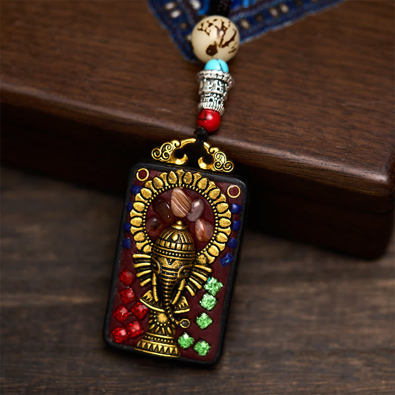 Collana con Buddha Stones Ganesh Ganpati di elefante e ciondolo in pietra della pace - image 21