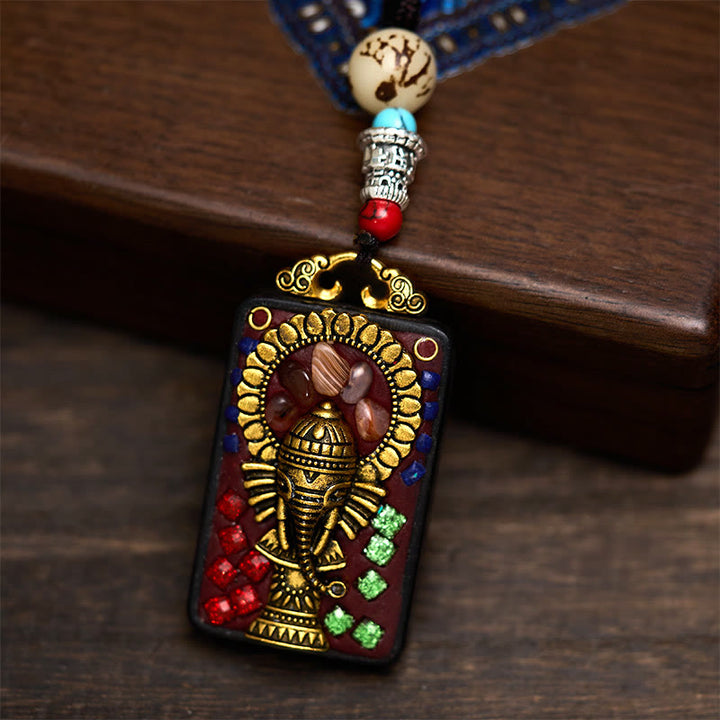 Collana con Buddha Stones Ganesh Ganpati di elefante e ciondolo in pietra della pace - image 21