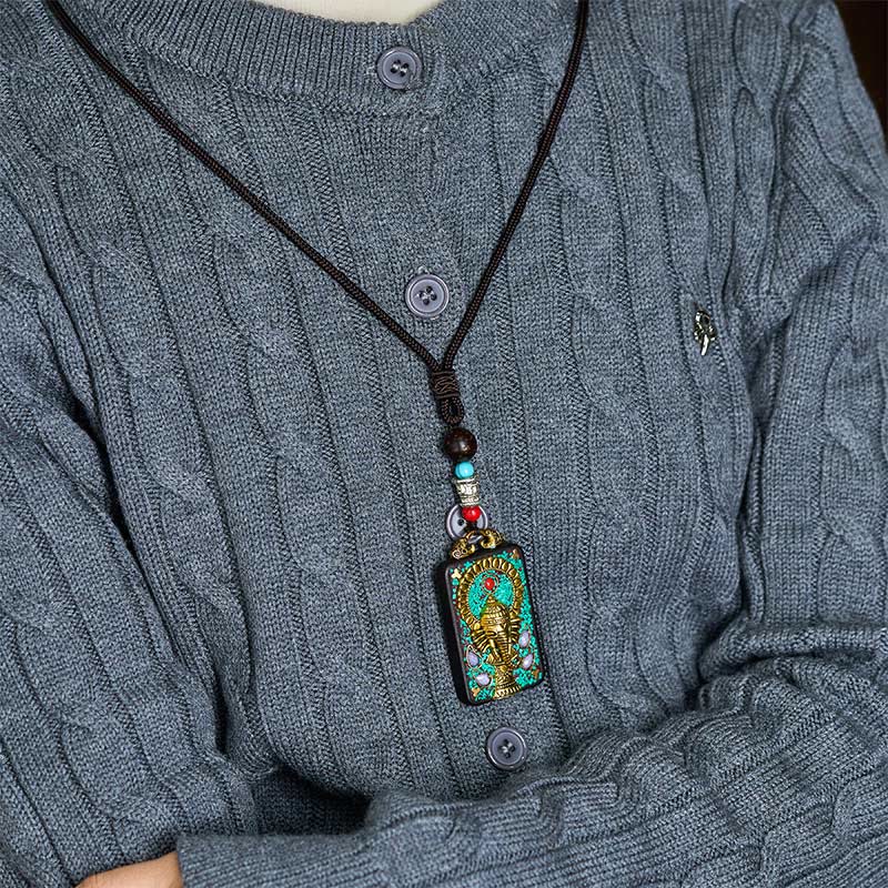 Collana con Buddha Stones Ganesh Ganpati di elefante e ciondolo in pietra della pace - image 7
