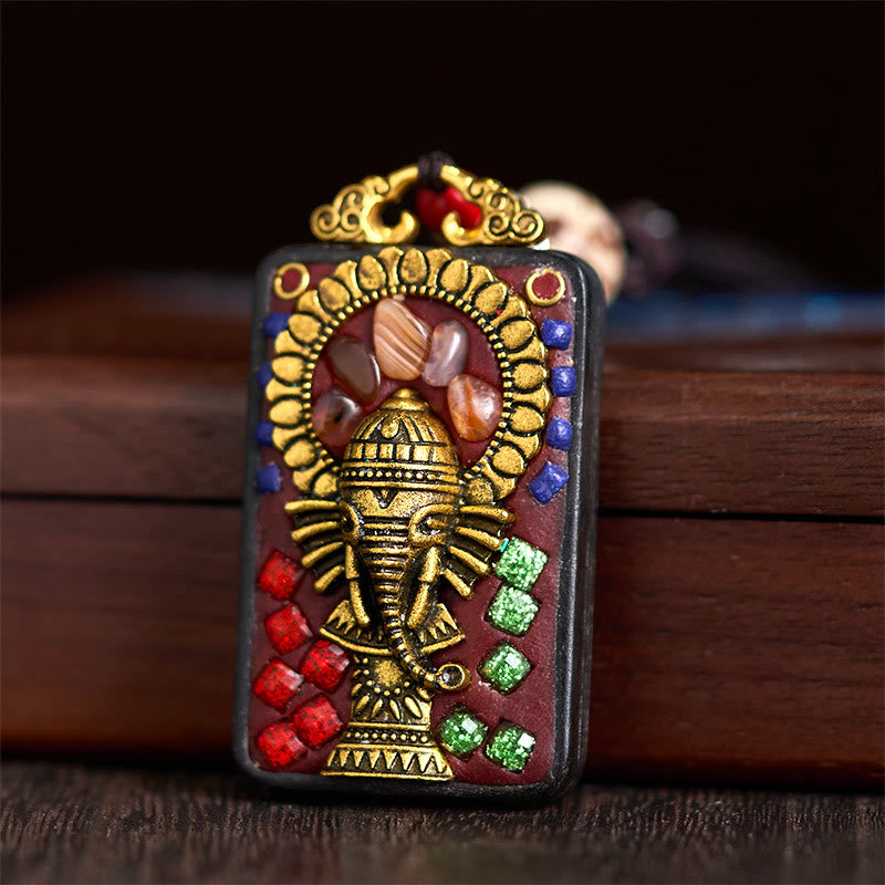 Collana con Buddha Stones Ganesh Ganpati di elefante e ciondolo in pietra della pace - image 18