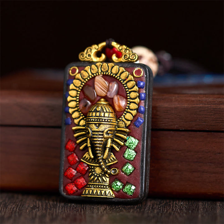 Collana con Buddha Stones Ganesh Ganpati di elefante e ciondolo in pietra della pace - image 18