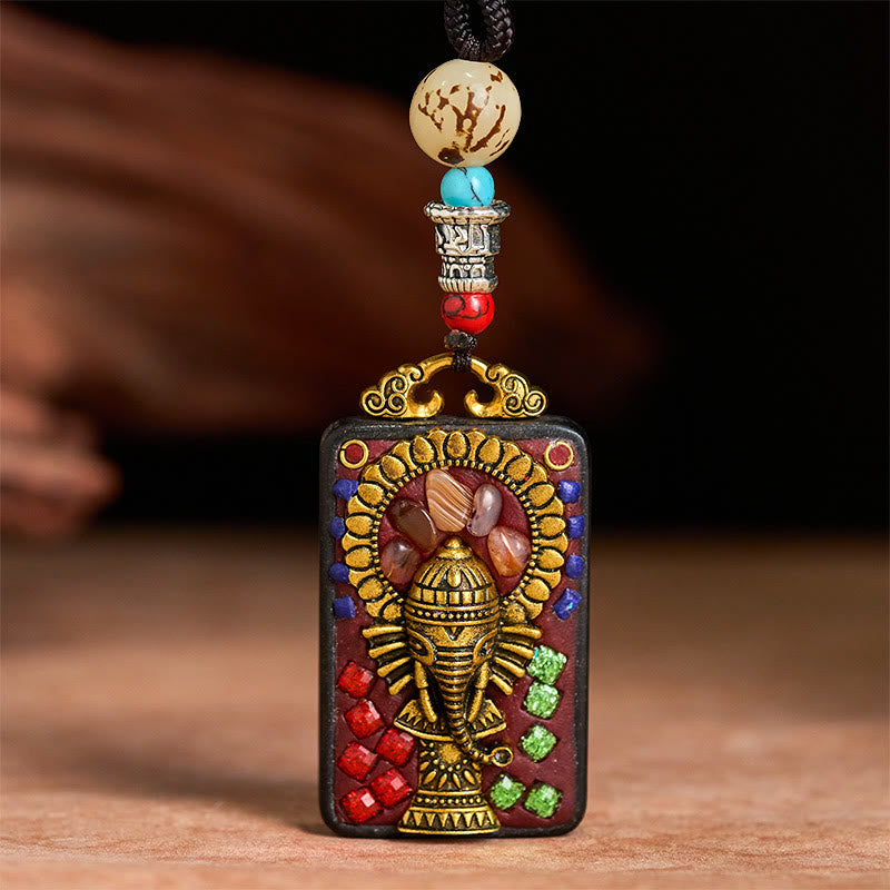 Collana con Buddha Stones Ganesh Ganpati di elefante e ciondolo in pietra della pace - image 20