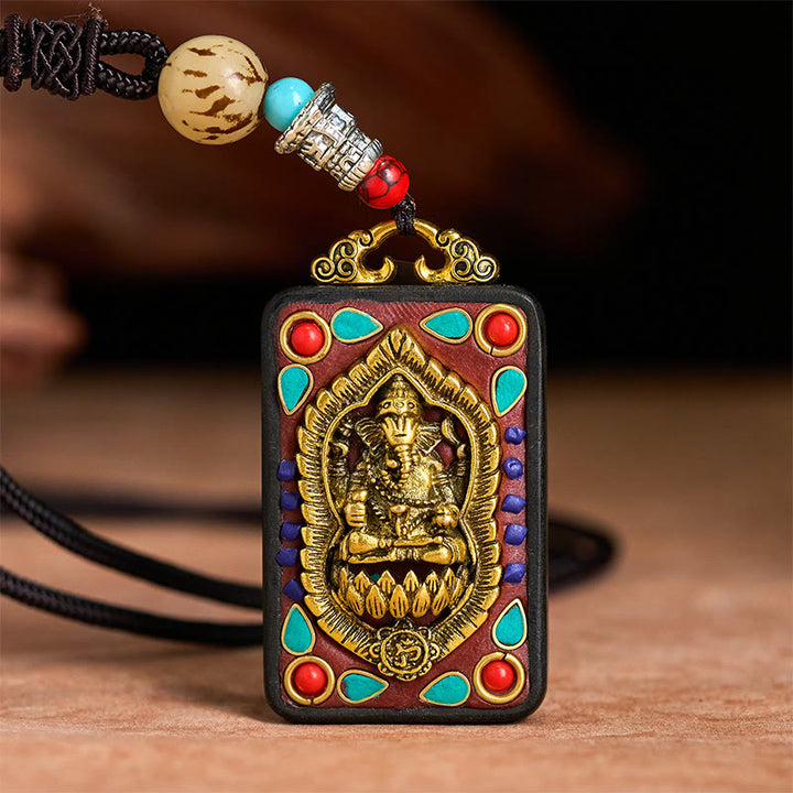 Collana con Buddha Stones Ganesh Ganpati di elefante e ciondolo in pietra della pace - image 26