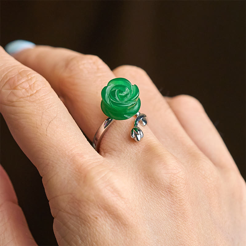 Anello regolabile in argento placcato rame con Buddha Stones , diaspro verde rosa - image 4