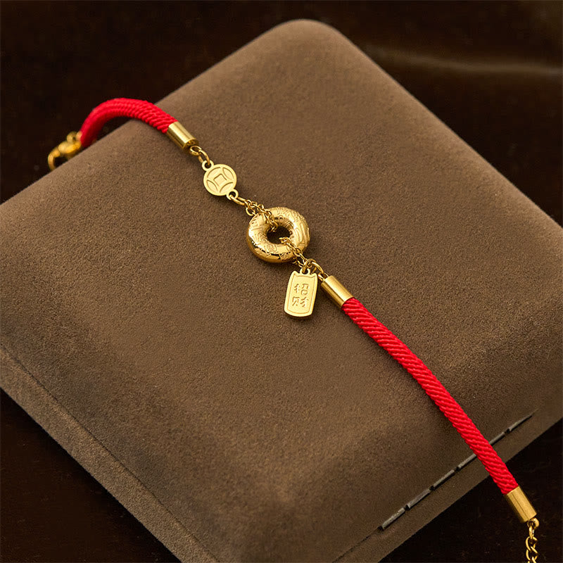 Bracciale con Buddha Stones Peace Buckle Attract Fortuna Titanium Steel Red String Connection - image 2