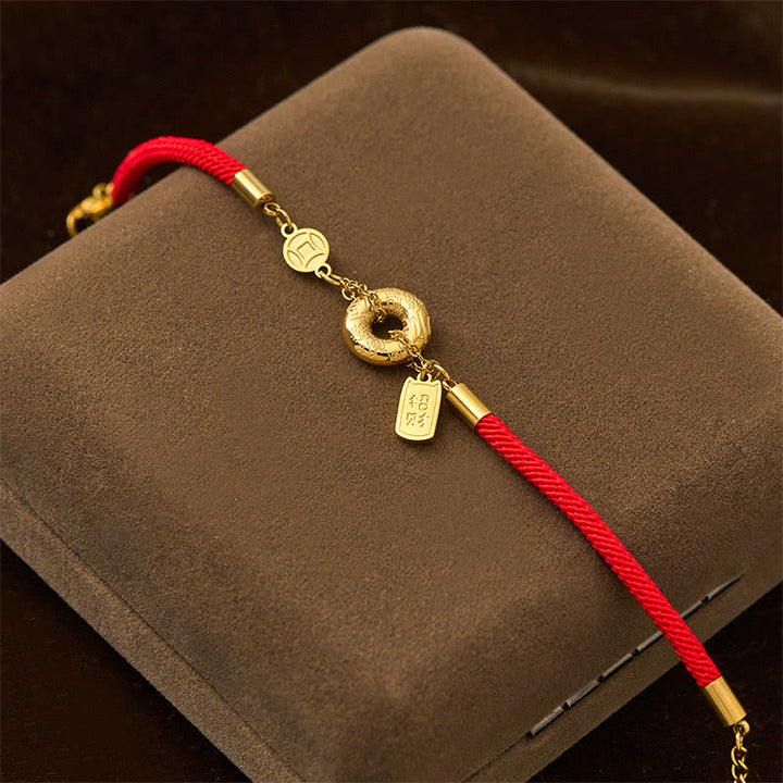 Bracciale con Buddha Stones Peace Buckle Attract Fortuna Titanium Steel Red String Connection - image 2