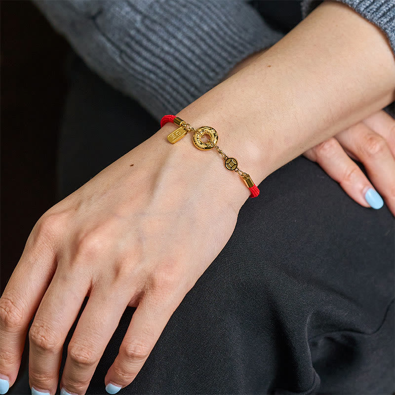Bracciale con Buddha Stones Peace Buckle Attract Fortuna Titanium Steel Red String Connection - image 4
