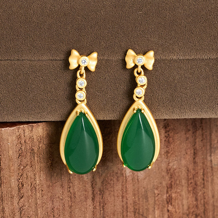 Buddha Stones Waterdrop Design in diaspro verde placcato in rame e oro - image 4