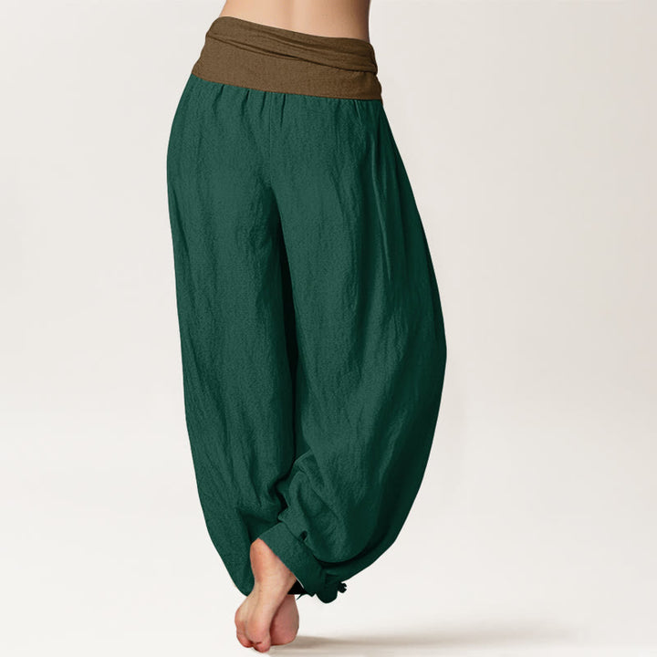 Pantaloni harem da donna in cotone con elastico in vita, colore nero, verde e marrone chiaro, Buddha Stones - image 6