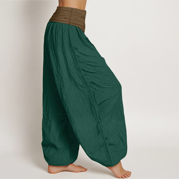 Pantaloni harem da donna in cotone con elastico in vita, colore nero, verde e marrone chiaro, Buddha Stones - image 7