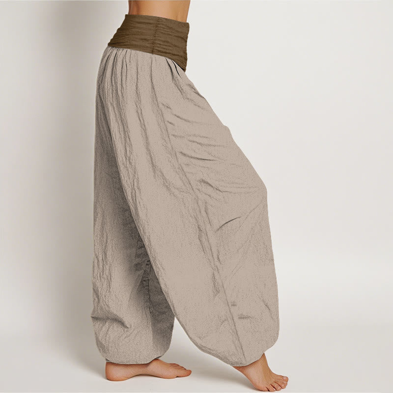 Pantaloni harem da donna in cotone con elastico in vita, colore nero, verde e marrone chiaro, Buddha Stones - image 10