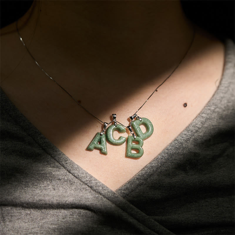Collana con ciondolo della prosperità in argento sterling 925 con catenina in argento sterling 925, con lettere AZ Buddha Stones - image 51