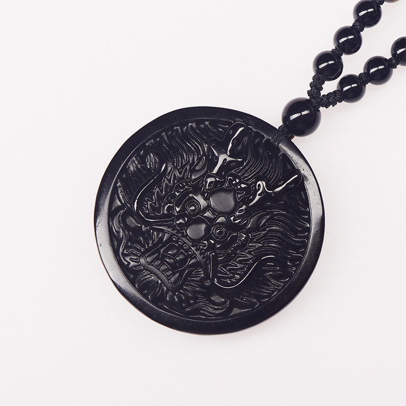 Collana con ciondolo di trasformazione e realizzazione Buddha Stones Dragon Black Obsidian - image 4
