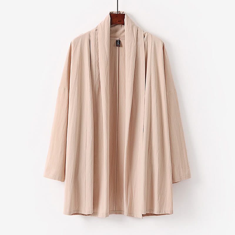 Kimono da uomo Buddha Stones, primavera-autunno, tinta unita, manica lunga, lunghezza media, aperto sul davanti - PeachPuff - US/UK/AU54, EU64 (9XL) - image 2
