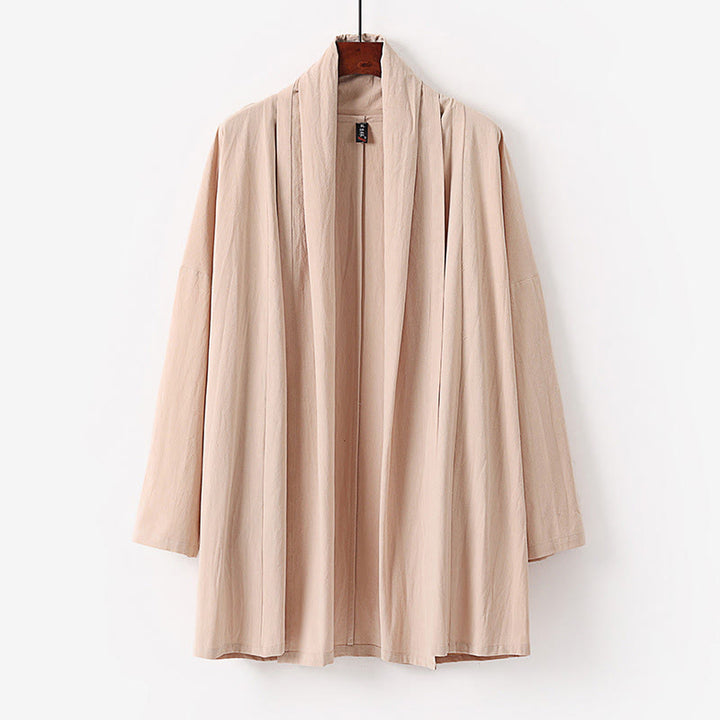 Kimono da uomo Buddha Stones, primavera-autunno, tinta unita, manica lunga, lunghezza media, aperto sul davanti - PeachPuff - US/UK/AU54, EU64 (9XL) - image 2