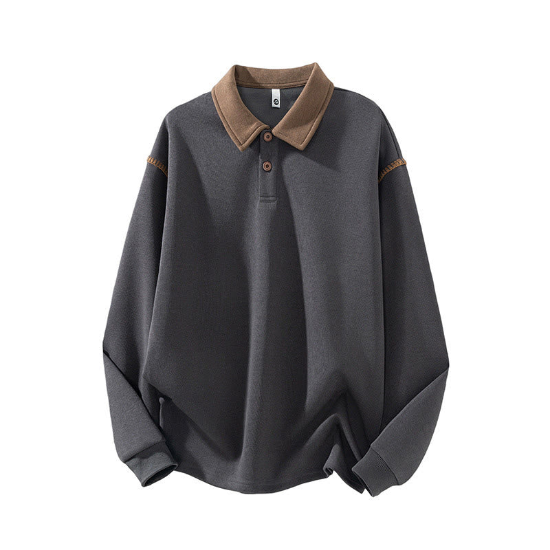 Felpa da uomo in cotone con colletto e bottoni, motivo Buddha Stones Fall Polo - Grigio scuro - US/UK/AU44, EU54 (4XL) - image 3