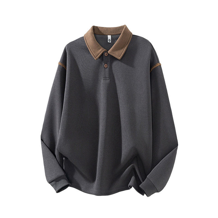 Felpa da uomo in cotone con colletto e bottoni, motivo Buddha Stones Fall Polo - Grigio scuro - US/UK/AU44, EU54 (4XL) - image 3