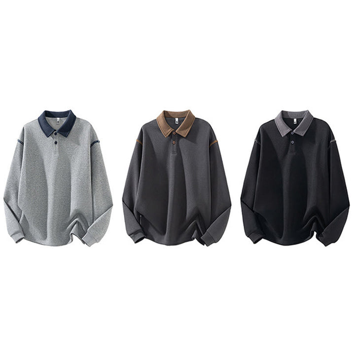 Felpa da uomo in cotone con colletto e bottoni, motivo Buddha Stones Fall Polo - image 12