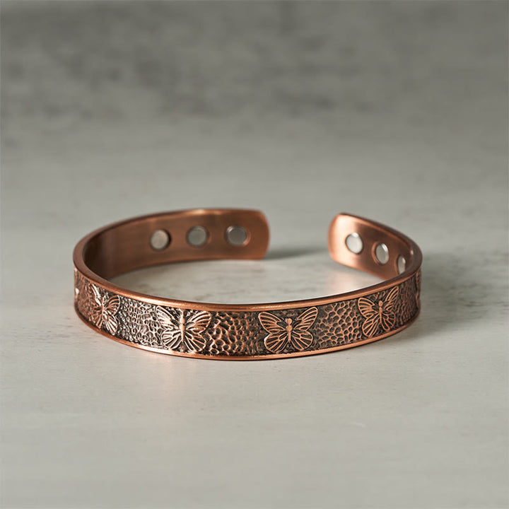 Bracciale rigido regolabile Buddha Stones Copper Open Butterfly Balance Self Care - Rame (circonferenza del polso: 15-17 cm) - image 0