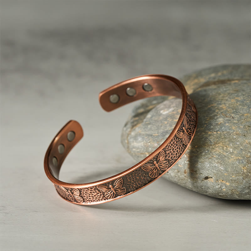 Bracciale rigido regolabile Buddha Stones Copper Open Butterfly Balance Self Care - image 1