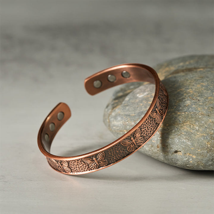 Bracciale rigido regolabile Buddha Stones Copper Open Butterfly Balance Self Care - image 1