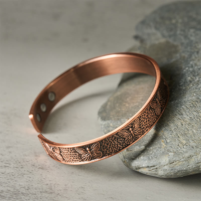 Bracciale rigido regolabile Buddha Stones Copper Open Butterfly Balance Self Care - image 2