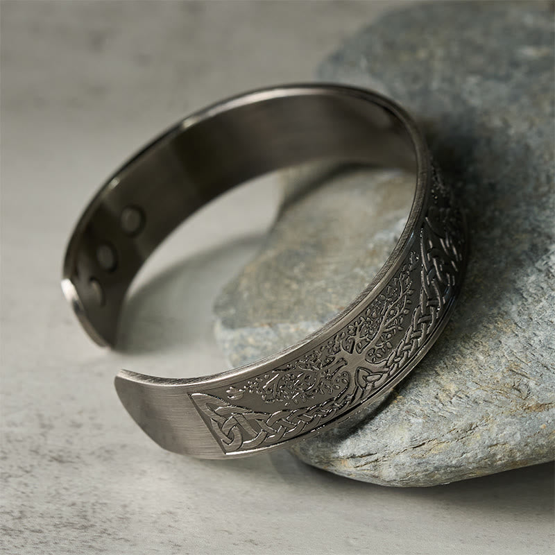 Bracciale rigido Buddha Stones The Tree Of Life in rame con equilibrio aperto e portafortuna - image 2