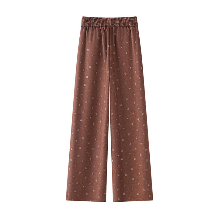 Pantaloni larghi da donna in poliestere con tasche e motivo a pois bianchi casual Buddha Stones - image 6