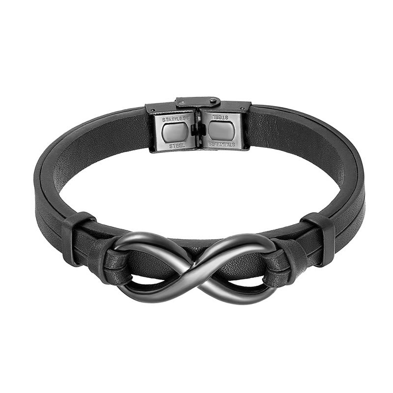 Bracciale Buddha Stones Infinily Design in acciaio al titanio con un solo strato di pelle - image 2