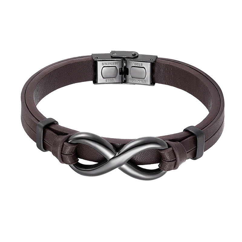 Bracciale Buddha Stones Infinily Design in acciaio al titanio con un solo strato di pelle - image 8