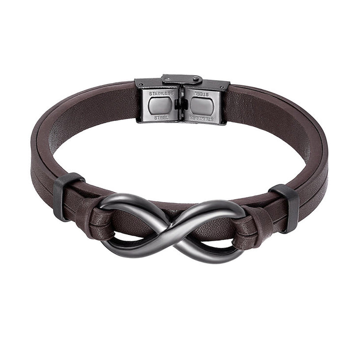 Bracciale Buddha Stones Infinily Design in acciaio al titanio con un solo strato di pelle - image 8