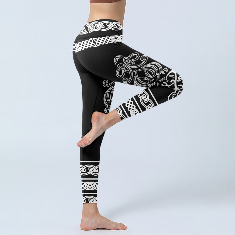 Leggings da palestra con stampa di nodi celtici simmetrici Buddha Stones, pantaloni da yoga da donna - image 4