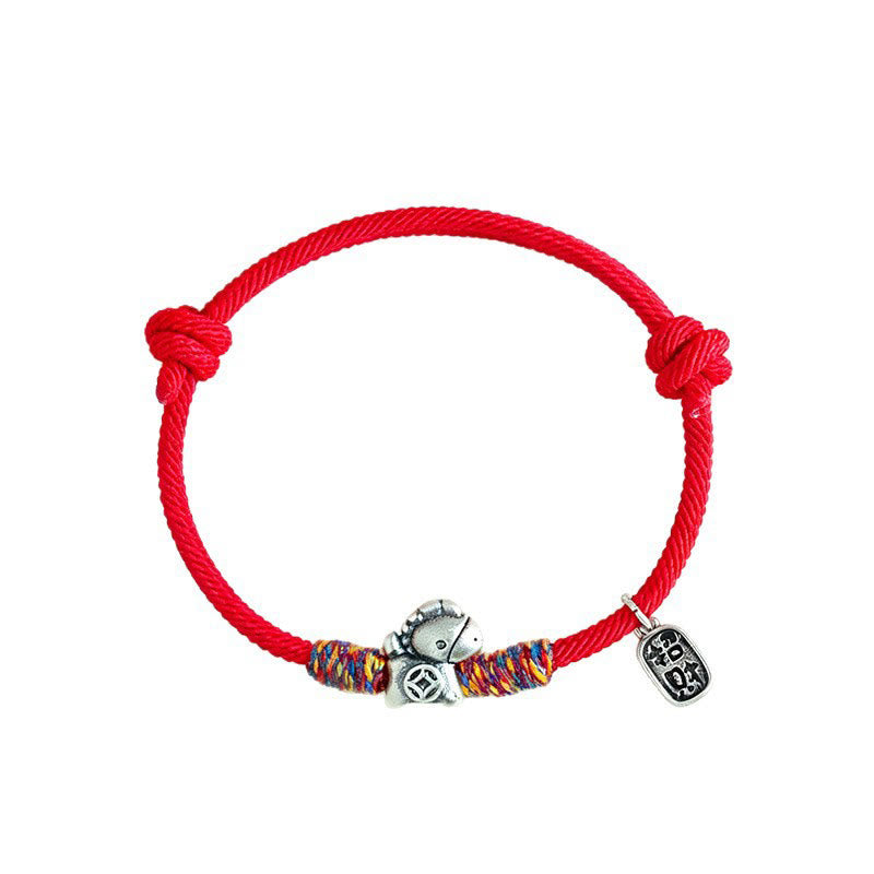 Braccialetto portafortuna con corda e corda in argento sterling 999 Buddha Stones e carattere Fu dell'anno del cavallo - image 13