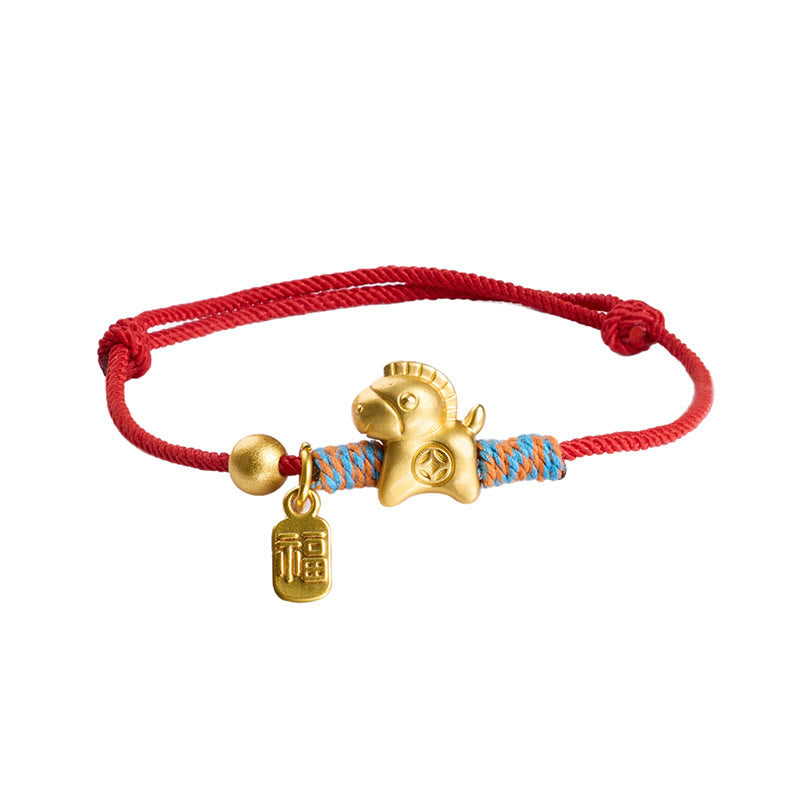 Braccialetto di collegamento fortunato con corda intrecciata a mano, carattere Fu, anno del cavallo , Buddha Stones - image 3