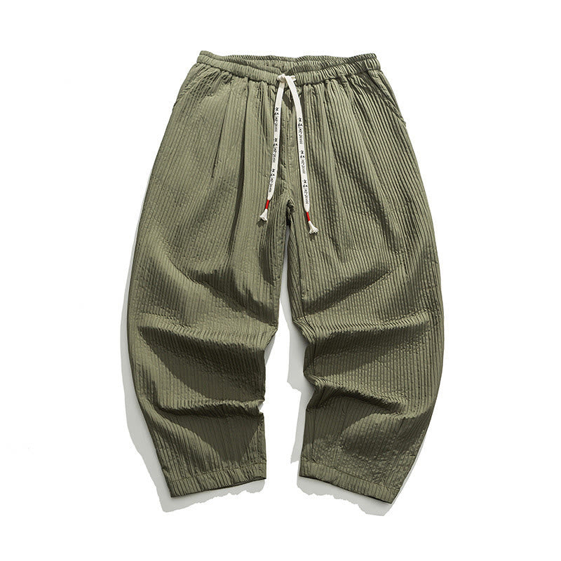 Pantaloni harem da uomo alla caviglia con coulisse e tasche, tinta unita , Buddha Stones Fall - image 8