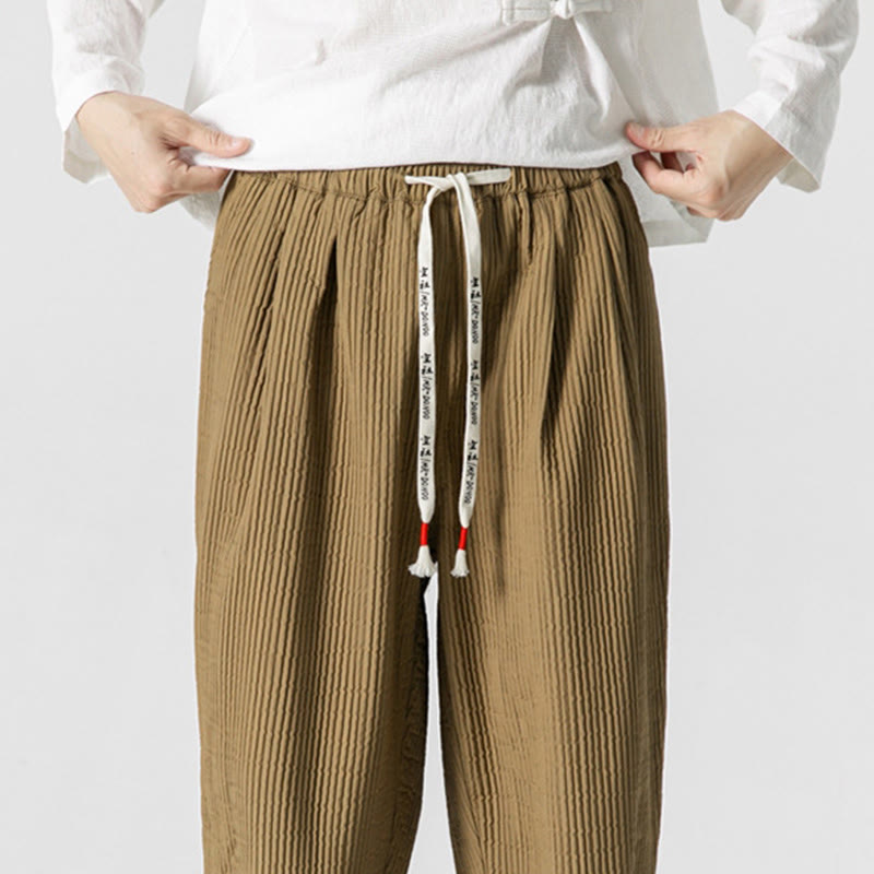 Pantaloni harem da uomo alla caviglia con coulisse e tasche, tinta unita , Buddha Stones Fall - image 18