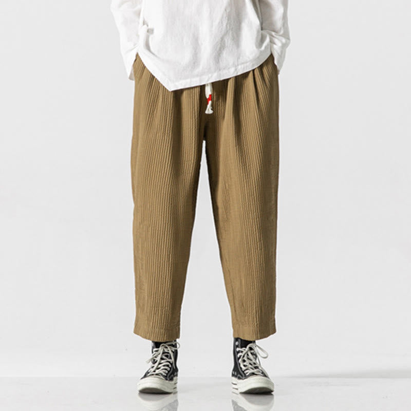 Pantaloni harem da uomo alla caviglia con coulisse e tasche, tinta unita , Buddha Stones Fall - image 16
