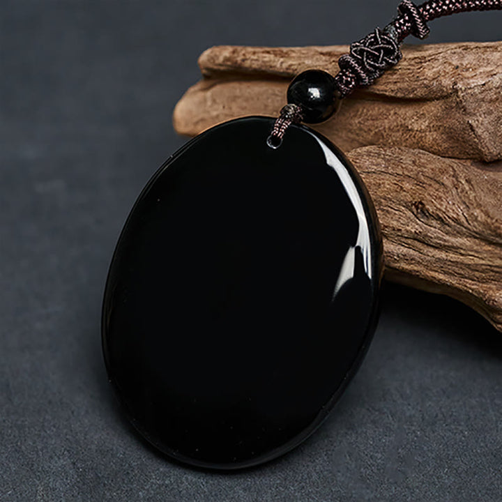 Collana con ciondolo a forma di testa di lupo in ossidiana nera naturale Buddha Stones e forza - image 4