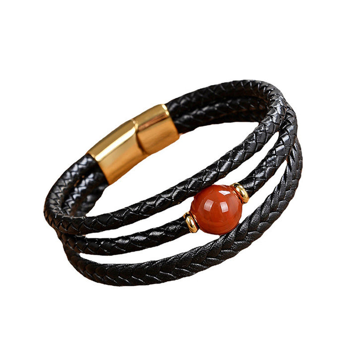 Bracciale in pelle intrecciata con perline multicolori, ametista e lazurite, con sei vere parole, Buddha Stones - image 17
