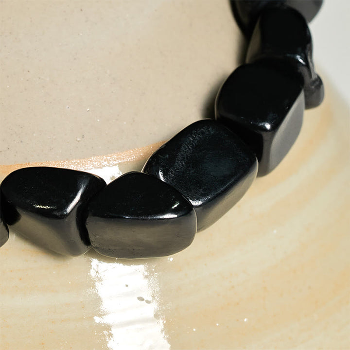 Braccialetto di perline di protezione in pietra di shungite naturale autentica Buddha Stones da 8 mm - image 4