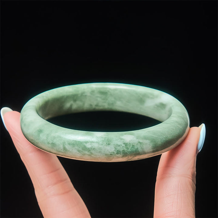 Bracciale rigido con polsino in giada naturale Buddha Stones, design semplice, prosperità - image 3