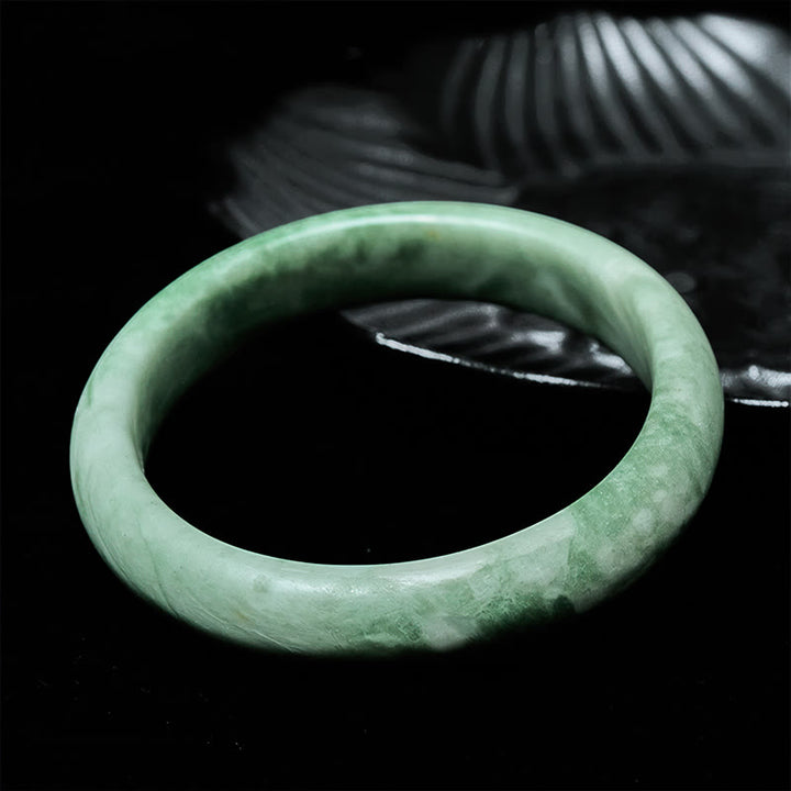 Bracciale rigido con polsino in giada naturale Buddha Stones, design semplice, prosperità - image 2