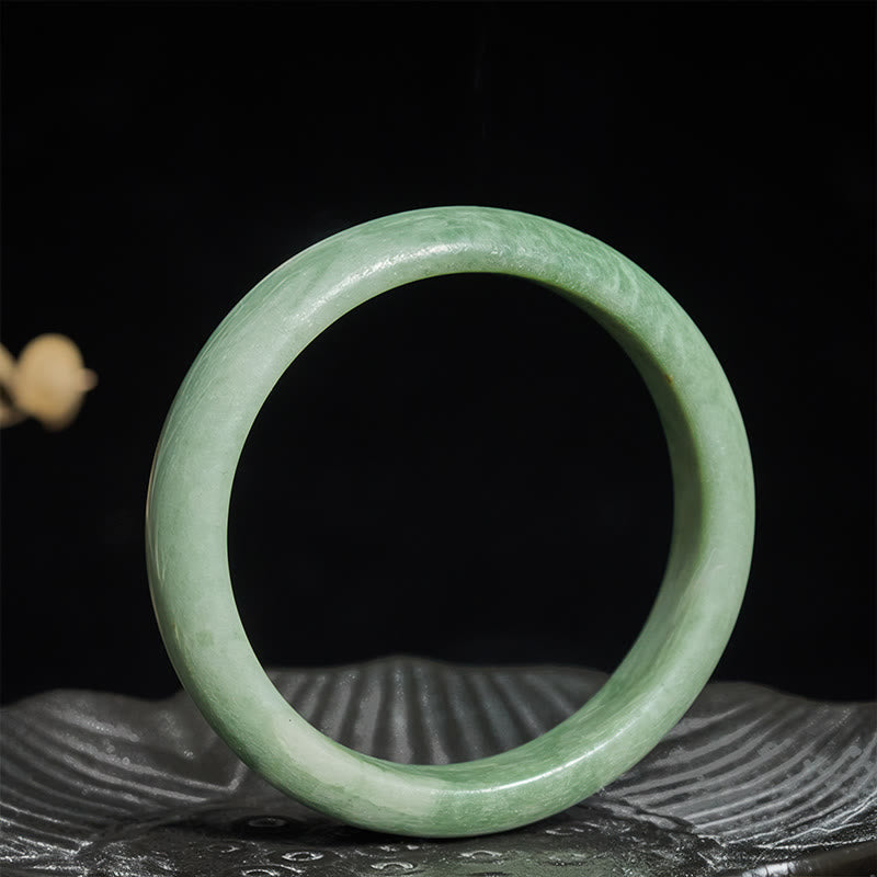 Bracciale rigido con polsino in giada naturale Buddha Stones, design semplice, prosperità - image 1