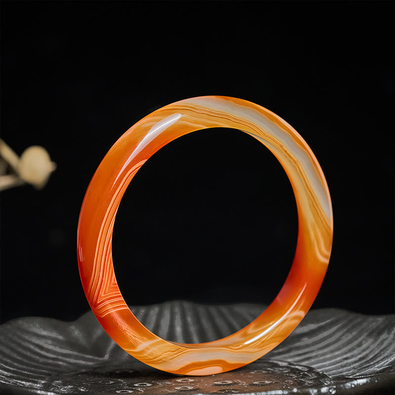 Bracciale rigido con polsino calmo in agata rossa venata Buddha Stones - image 2