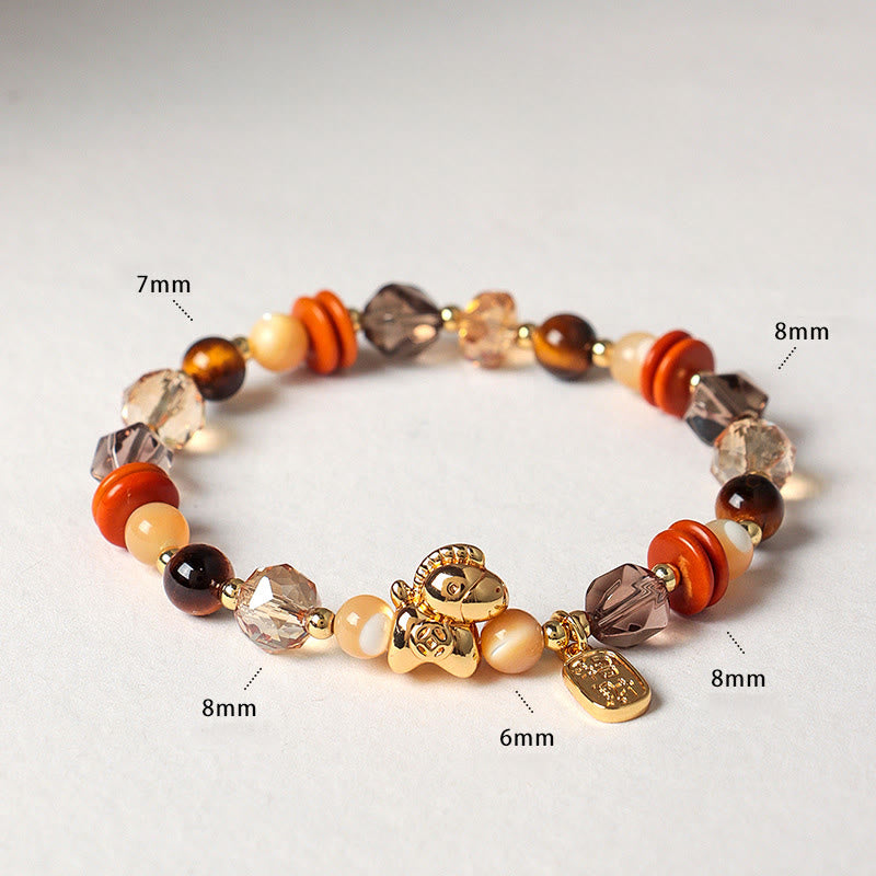 Braccialetto Buddha Stones Tiger Eye Ice Ossidiana Pearl Year of the Horse Lucky Fortune Prosperity - image 2