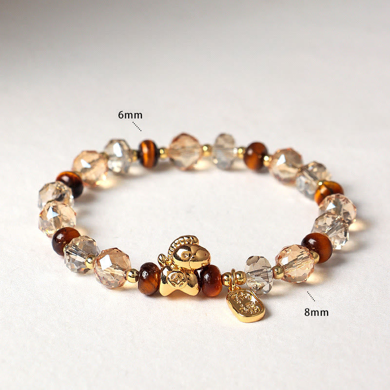 Braccialetto Buddha Stones Tiger Eye Ice Ossidiana Pearl Year of the Horse Lucky Fortune Prosperity - Occhio di tigre (circonferenza del polso: 14-15 cm) - image 13