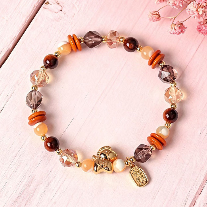 Braccialetto Buddha Stones Tiger Eye Ice Ossidiana Pearl Year of the Horse Lucky Fortune Prosperity - image 3