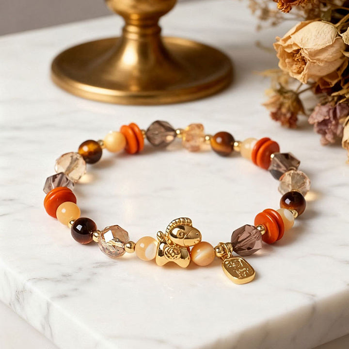 Braccialetto Buddha Stones Tiger Eye Ice Ossidiana Pearl Year of the Horse Lucky Fortune Prosperity - image 10