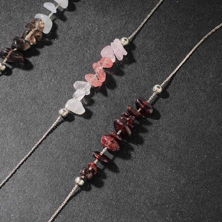 Collana con ciondolo Buddha Stones, ossidiana nera, quarzo fumé, granato, acquamarina, quarzo fragola, cristallo rosa, forza - image 29